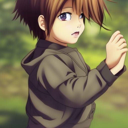 Anime Style Toddler with Brown Hair