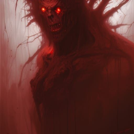 Crimson Forest Ghoul: Dark Fantasy Concept Art