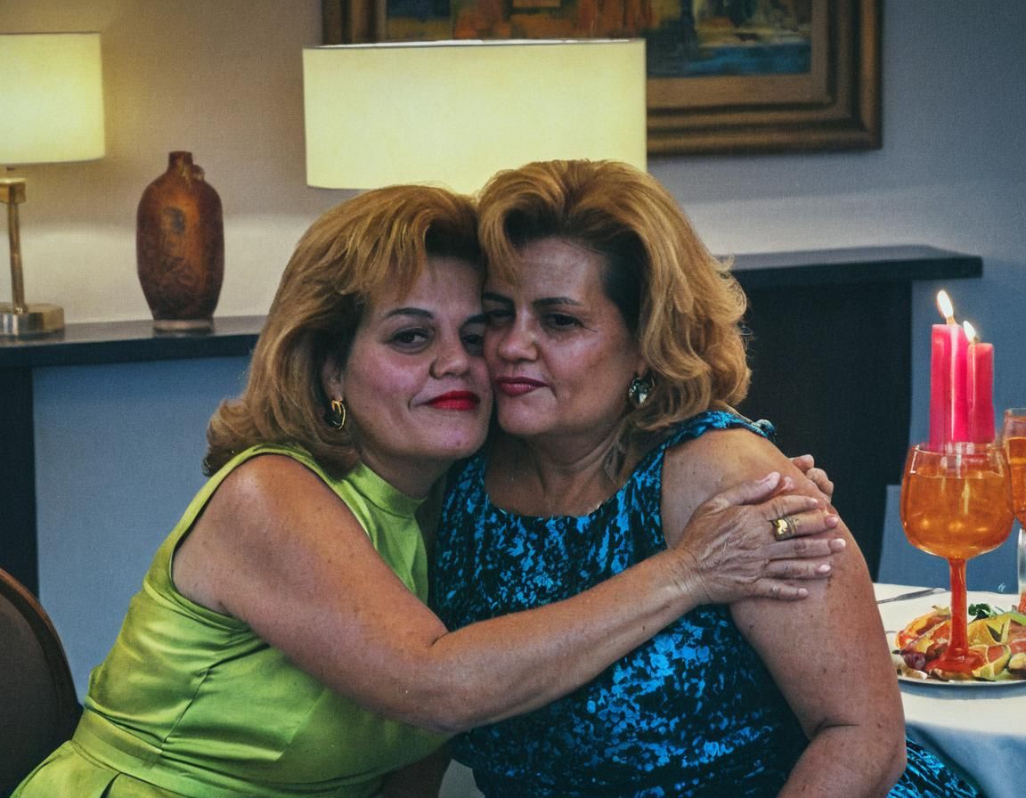 Romantic Dinner Kiss in Impressionist Style