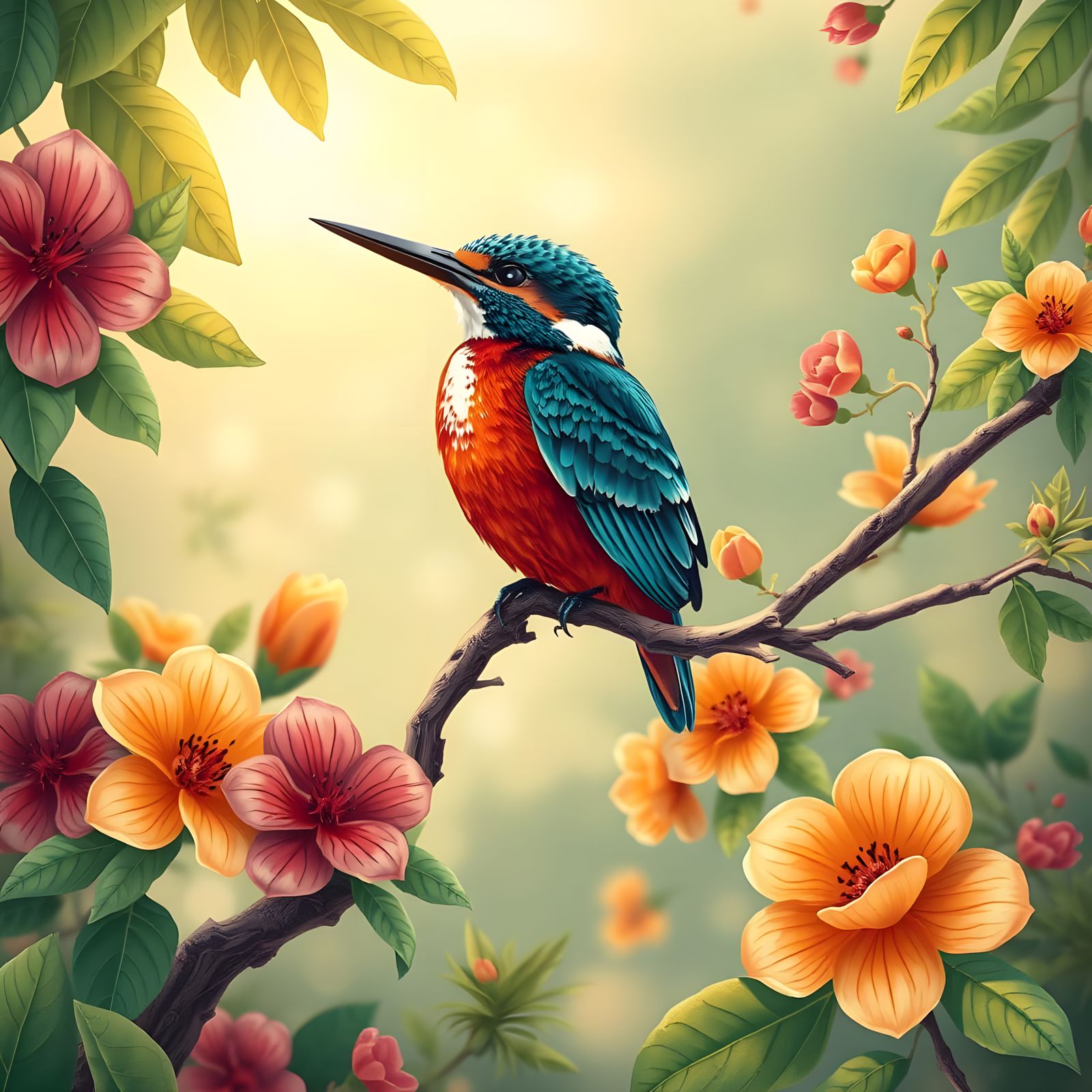 Kingfisher in Whimsical Wildlife Style