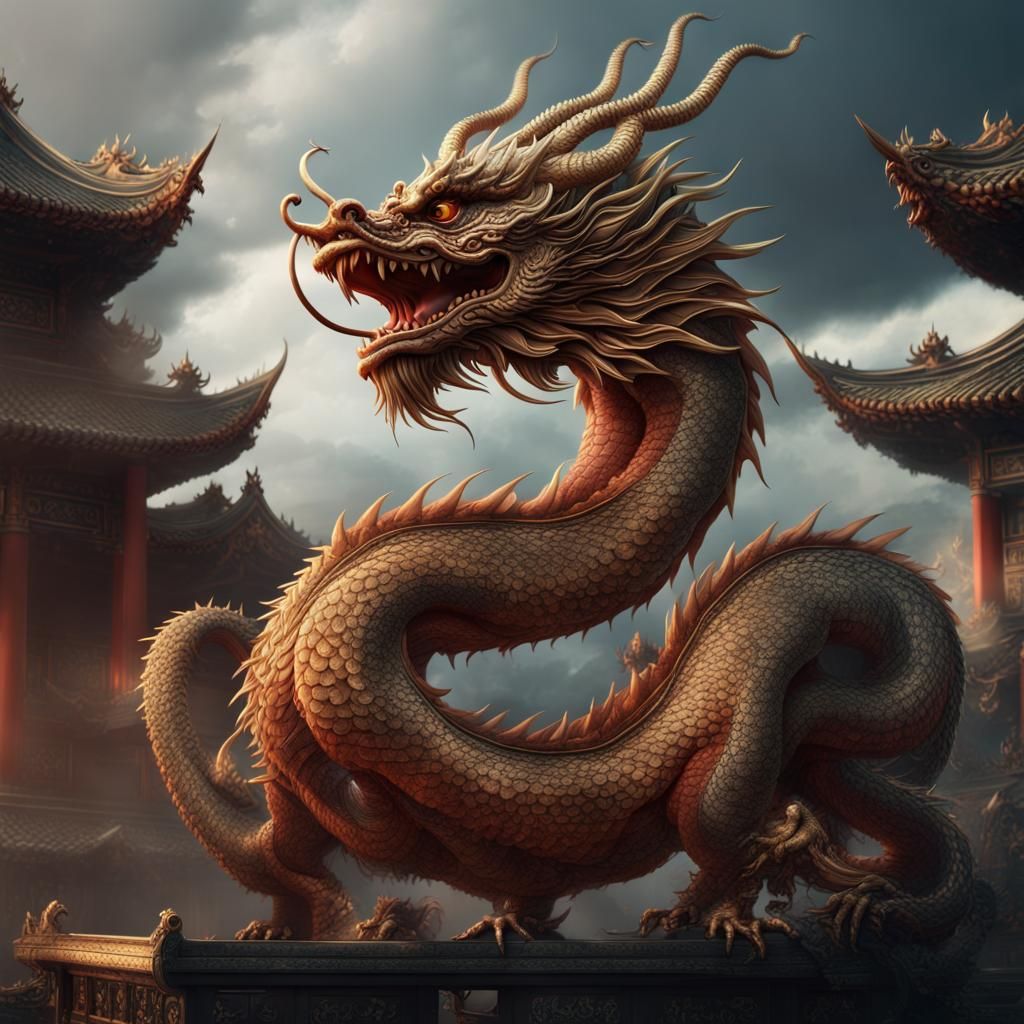 Epic Chinese Dragon Digital Matte Painting