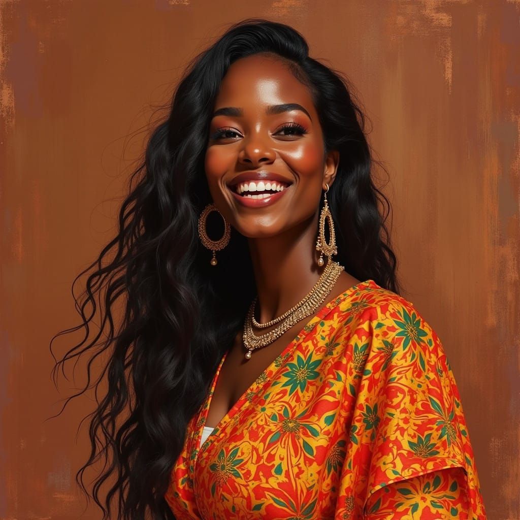 Warm Portrait of a Brown Woman in Traditional Attire