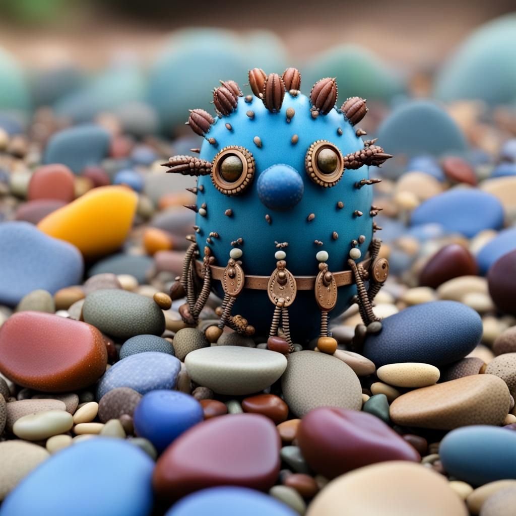 Steampunk Cactus in a Pebble World