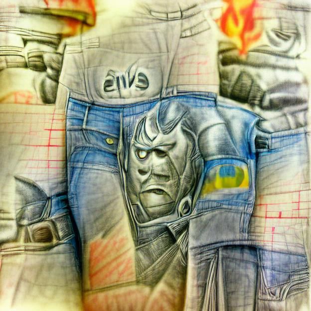 Armor of Evil Jeans Pencil Sketch