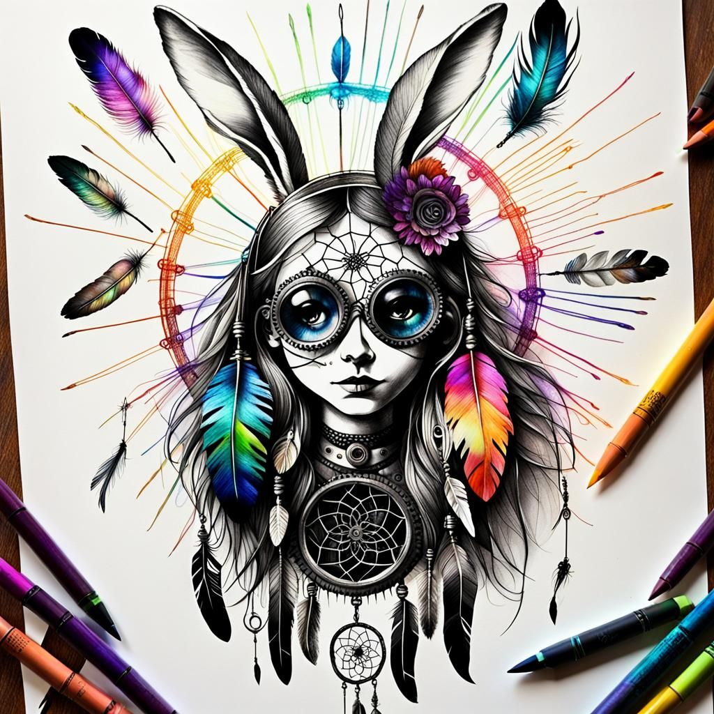 steampunk Kids Crayon drawings ,surreal child's drawing , dreamcatcher, rayograph Man Ray collection of random b&W fea...