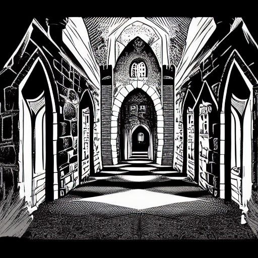 Fantasy Castle Walls in Comic Book Style