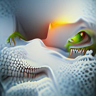 Evil Undead Lizard King in Hyperrealistic Style