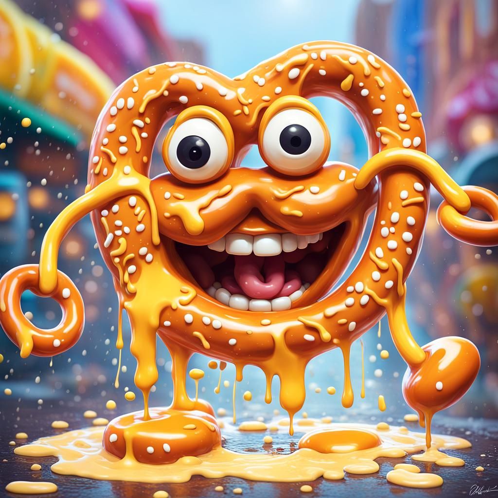 Pretzel Man's Whimsical Dance in Cheese Sauce