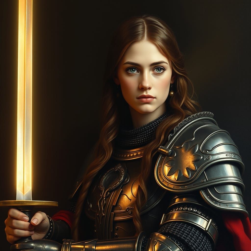 Vintage-Inspired Joan of Arc Portrait in Oil Painting Style