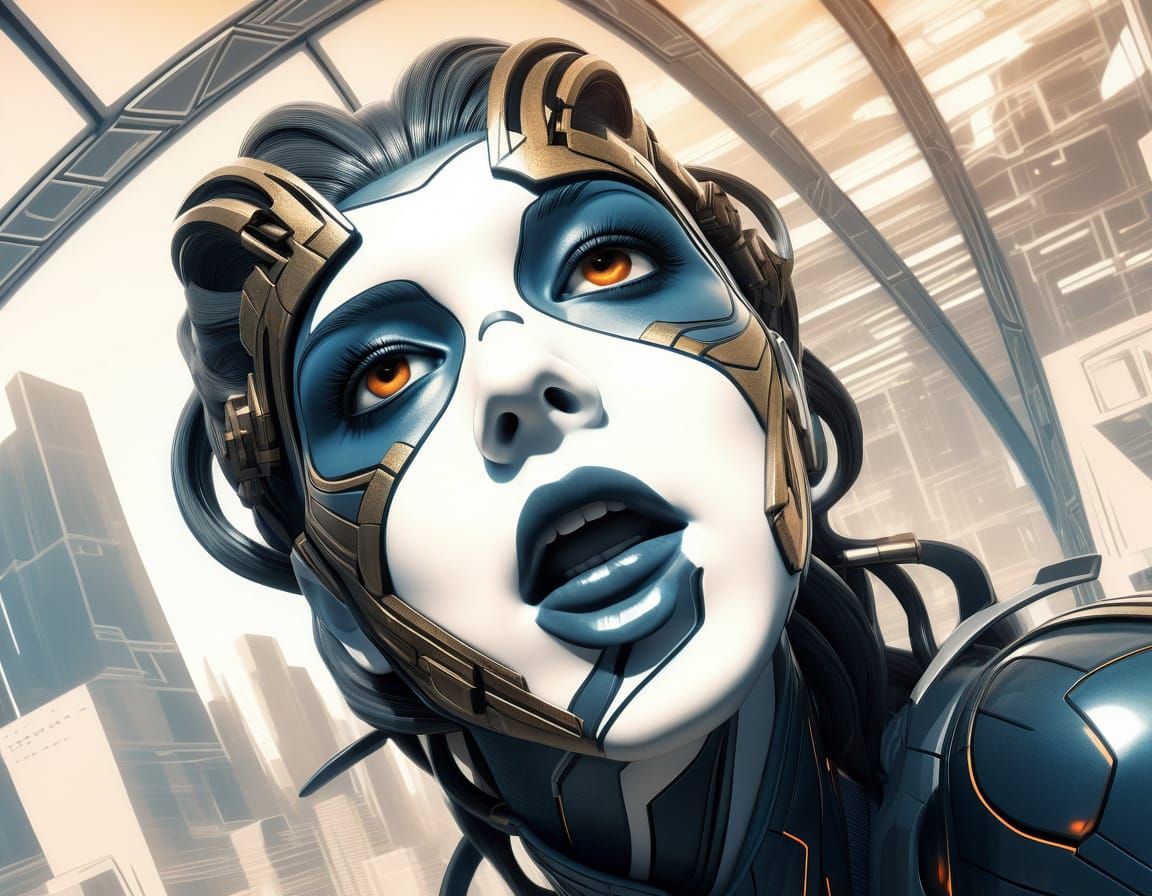 Futuristic Leaders Stand Tall in High-Tech Meeting Room