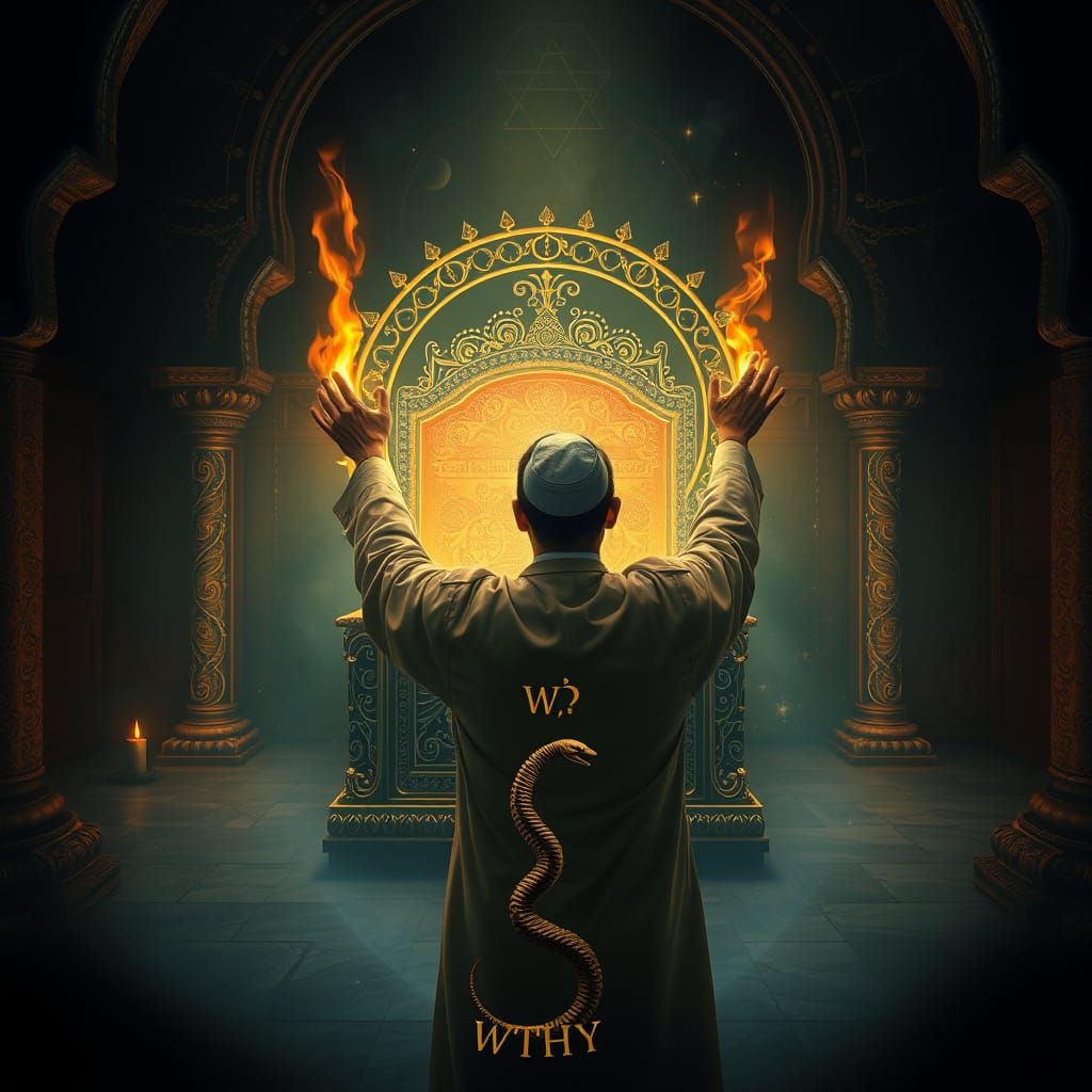 Mystical Ark of the Covenant Scene in Ancient Hebrew Style