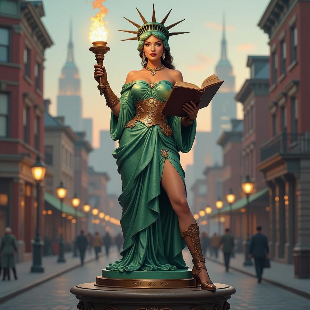 Steampunk Liberty Pin-Up in Digital Matte Painting