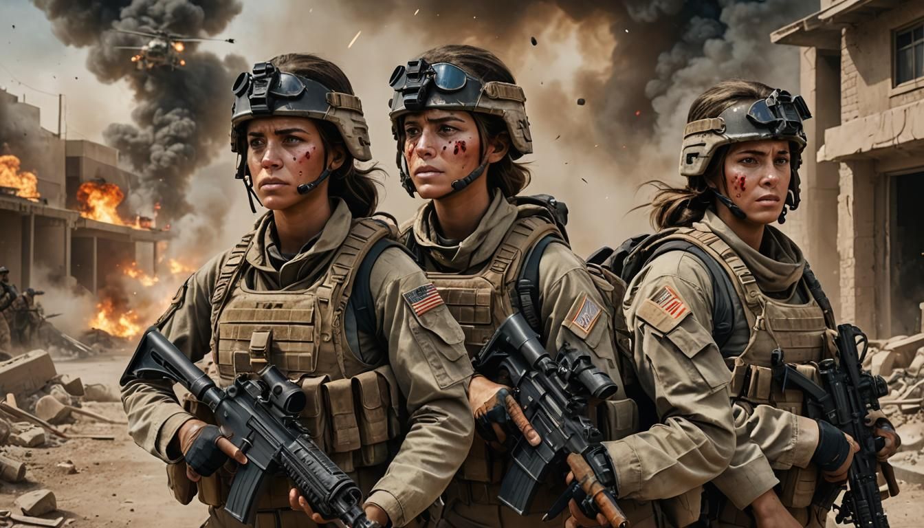 Female Marines in Afghanistan: Hyperrealistic Combat Scene
