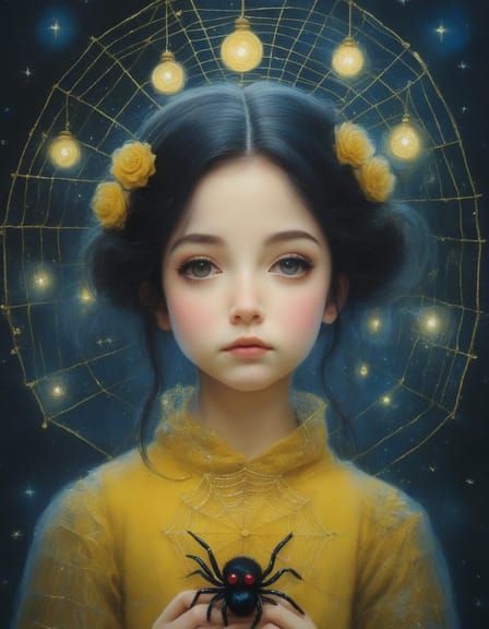 Girl with Spider AI Generated Image