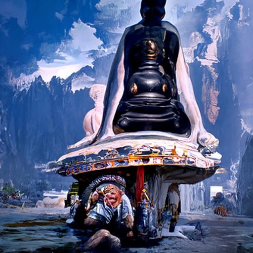 Buddha Escapes Samsara: Oil Painting