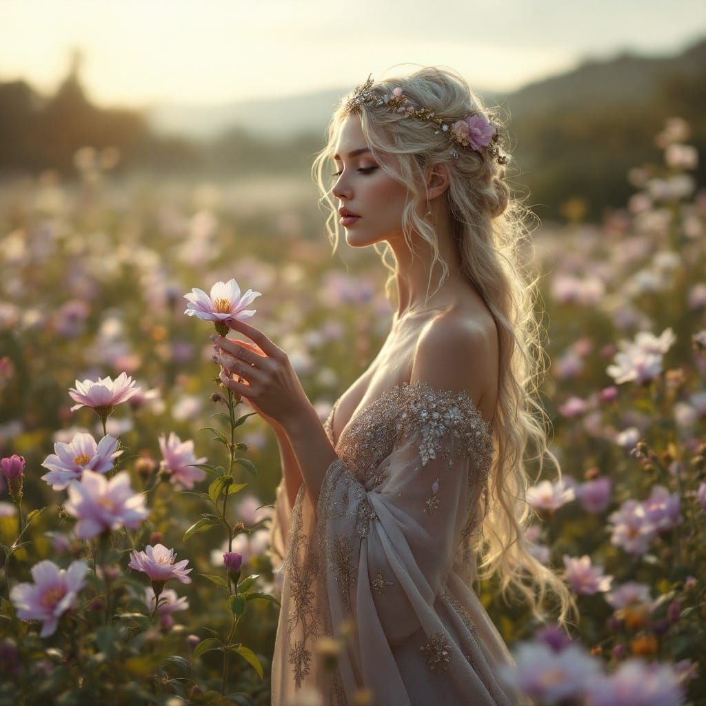 Freya in Wildflower Sea: A Digital Matte Painting