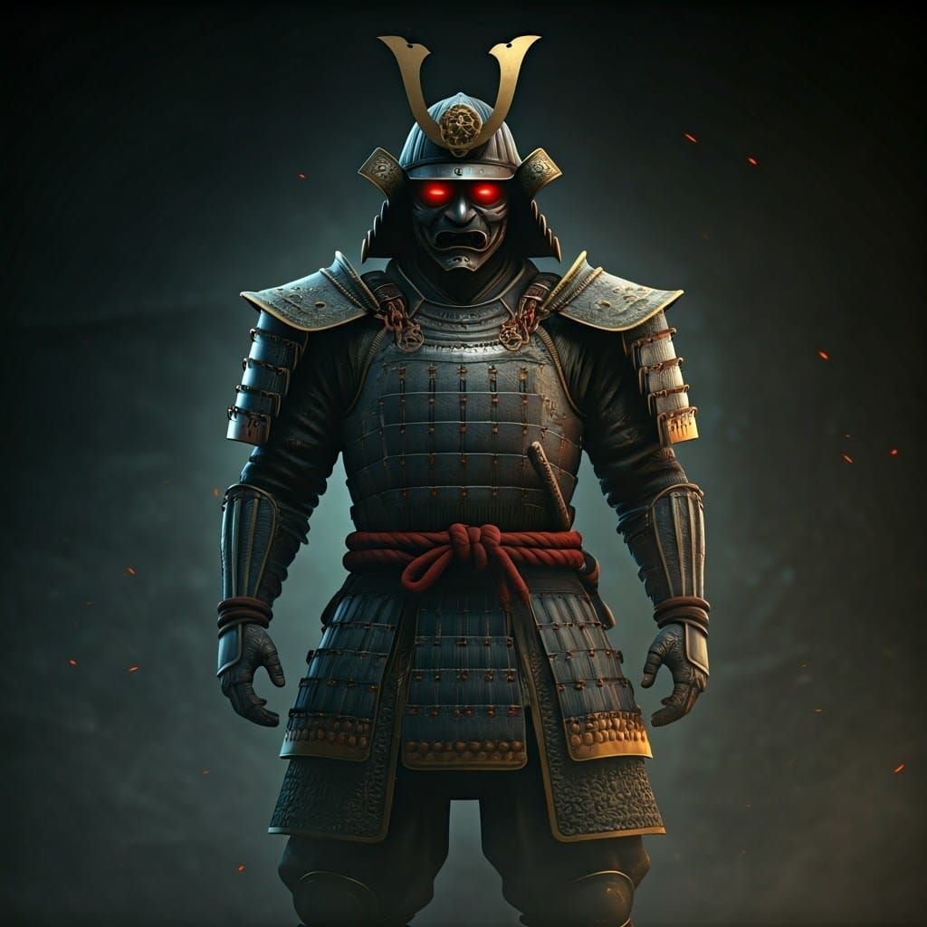 Colossal Samurai Warrior in 3D Game Cinematic Style