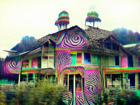 Psychedelic Old House: AI-Generated Art