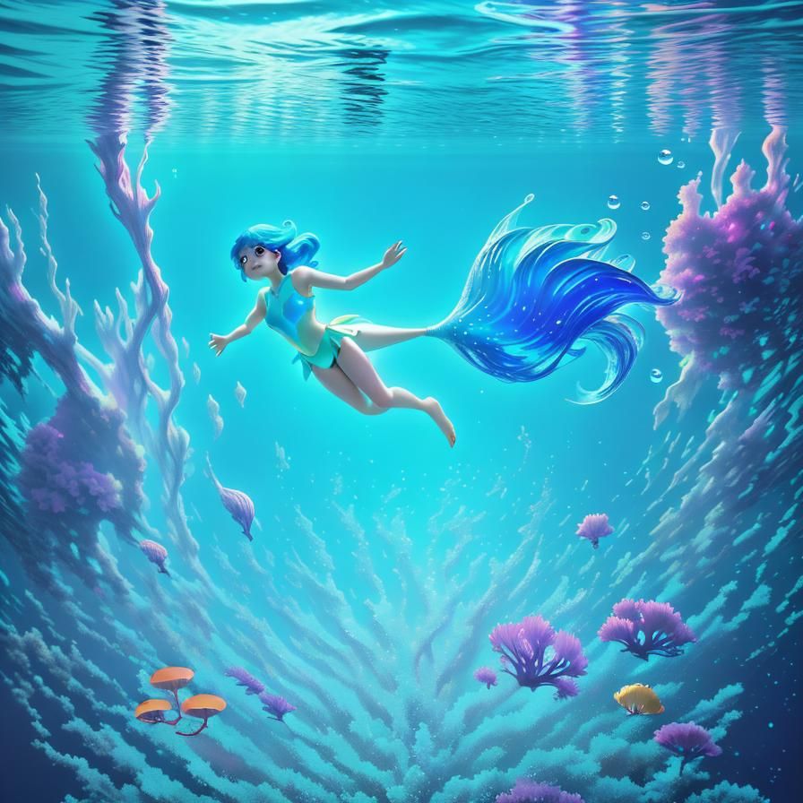 Dreamy Surrealism: Woman Diving with Gentle Giant