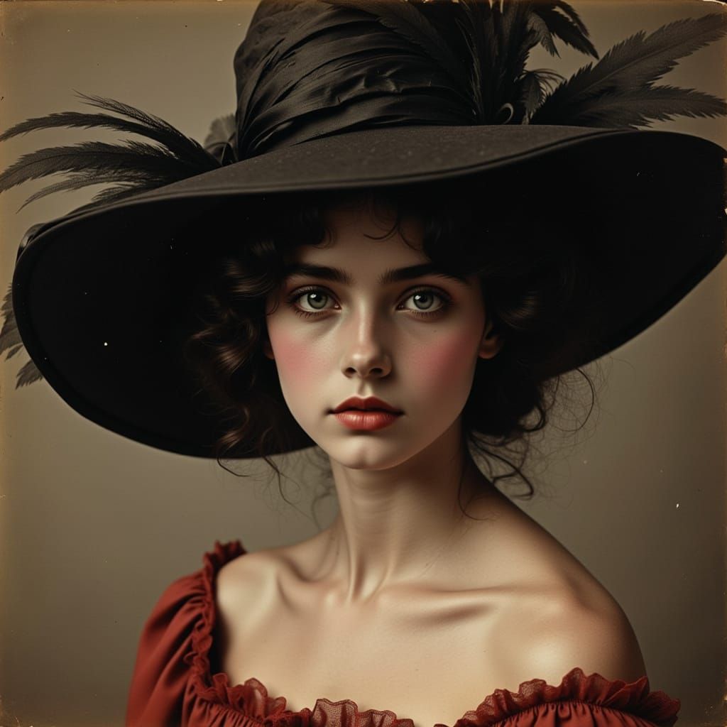 Victorian Witch Portrait in Sepia Tones