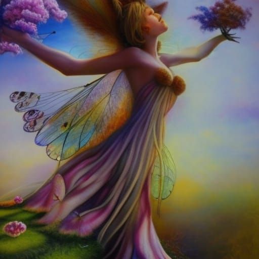 Enchanted Fairy House in a Flower Meadow