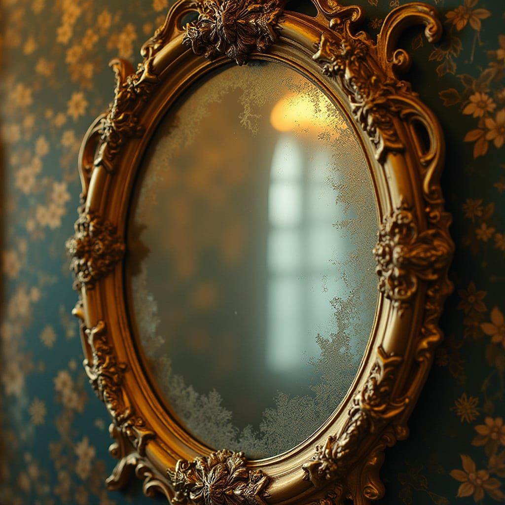 Ornate Antique Mirror with Art Nouveau Elements