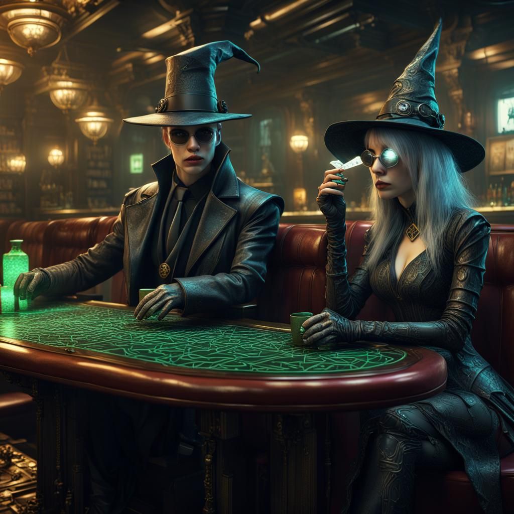 Steampunk Matrix Witch and Wizard Card Game