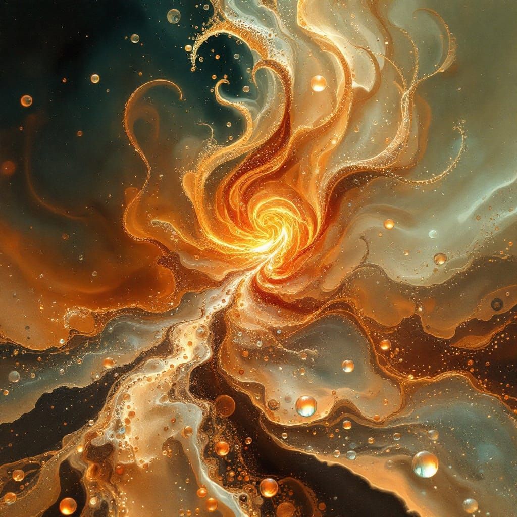 Surreal Desert Dreamtime Flame in Ochre, Brown, and Rust