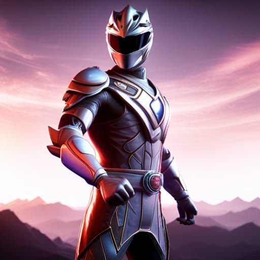 Silver Power Ranger in 3D Game Style
