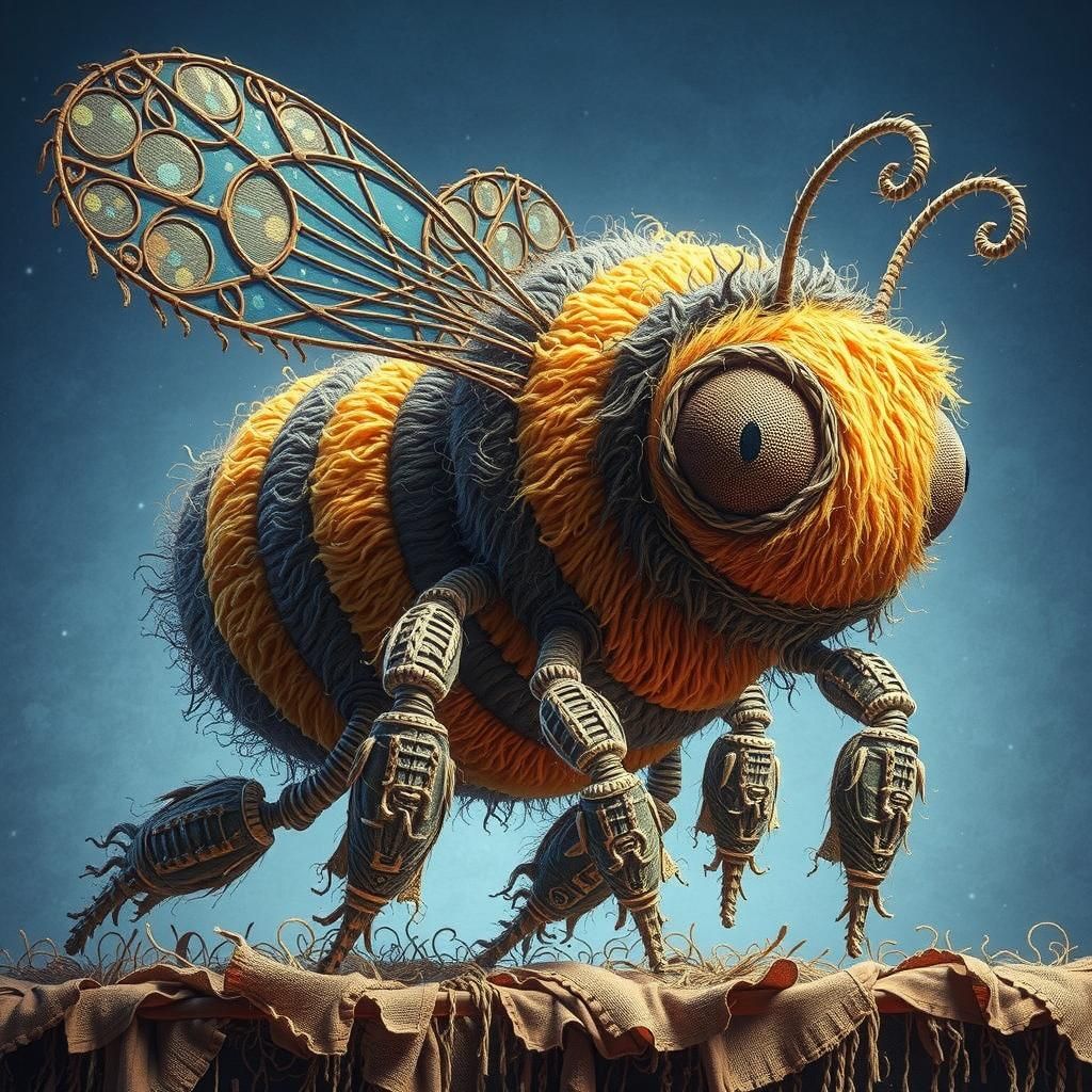 Hand-Embroidered Frog-Cat in 8K UHD Hyperrealism