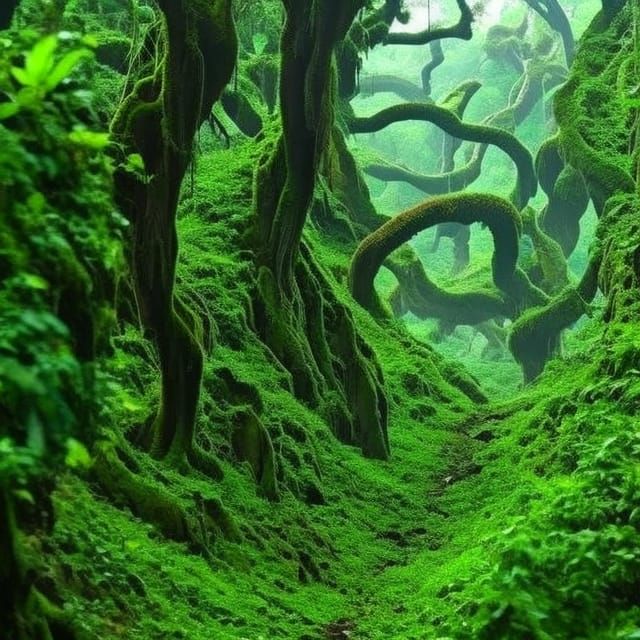 Lovecraftian Eyes in Jungle Vines with Eldritch Roots