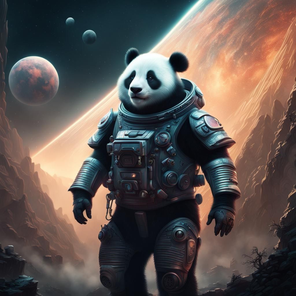Epic Space Panda Digital Matte Painting
