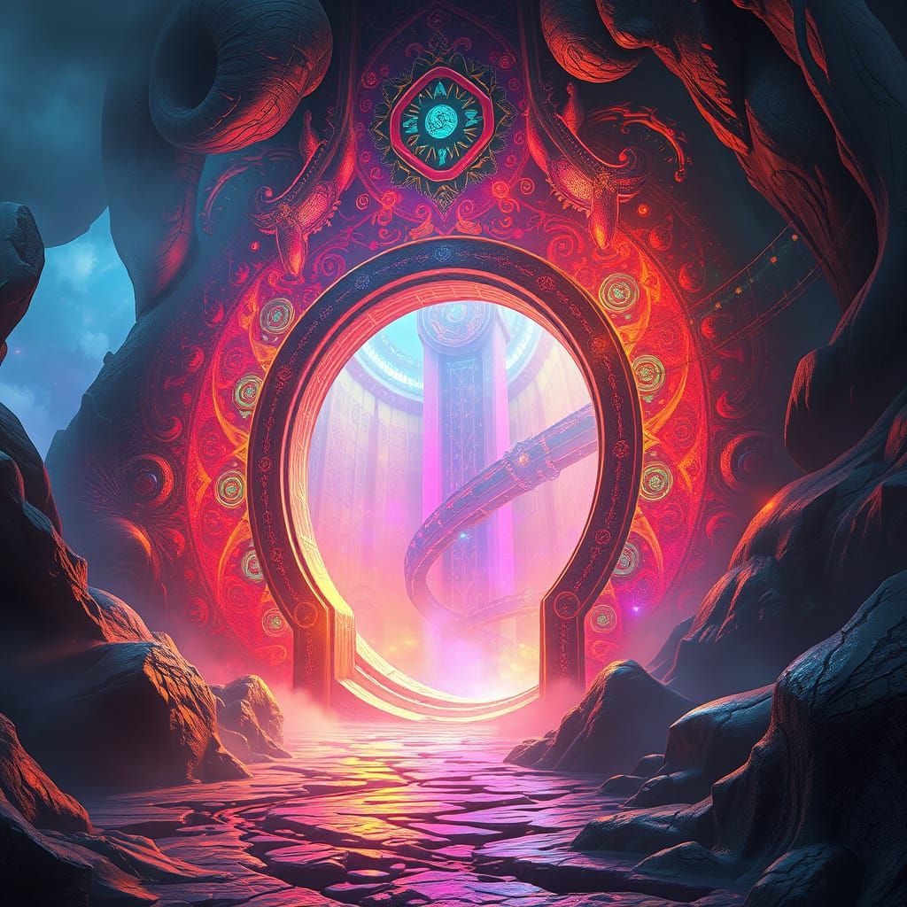 Ethereal Portal with Vibrant Colors in Digital Art Style