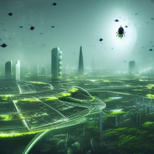 Bioluminescent Cityscape of the Future