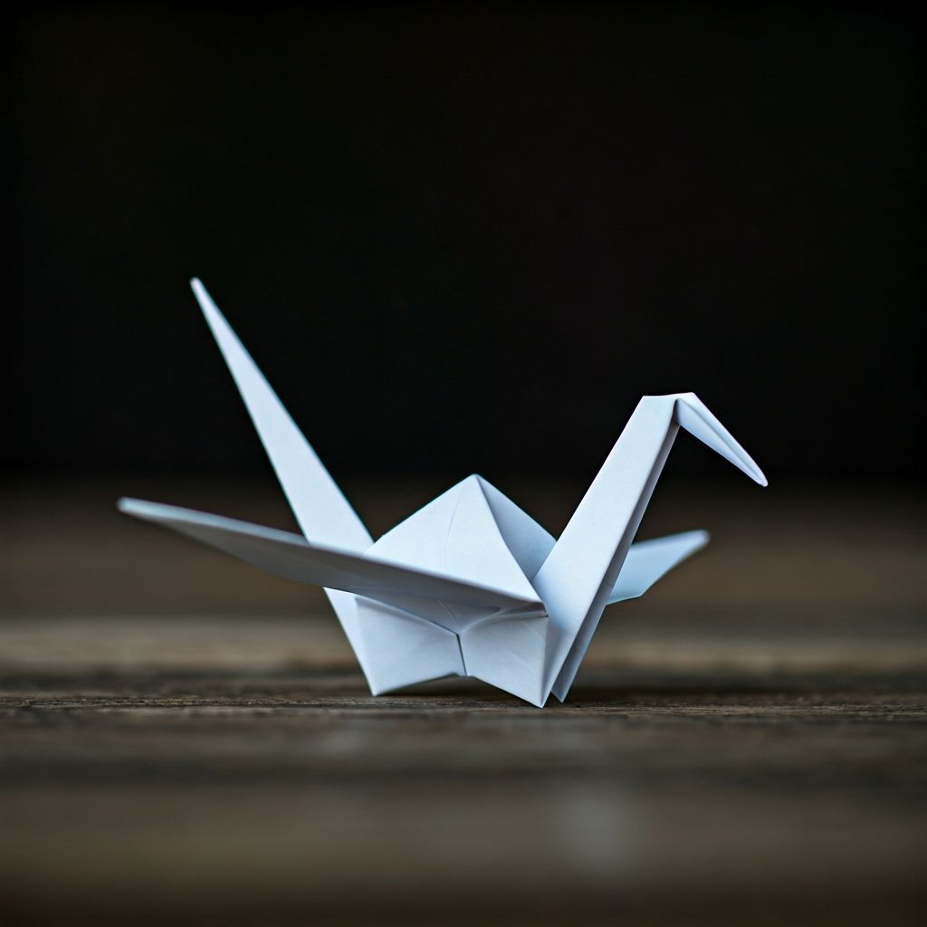 Intricate Origami Paper Crane in 8K Resolution