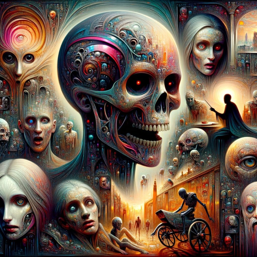 Chilling Art Gallery in Cyberpunk Aesthetic