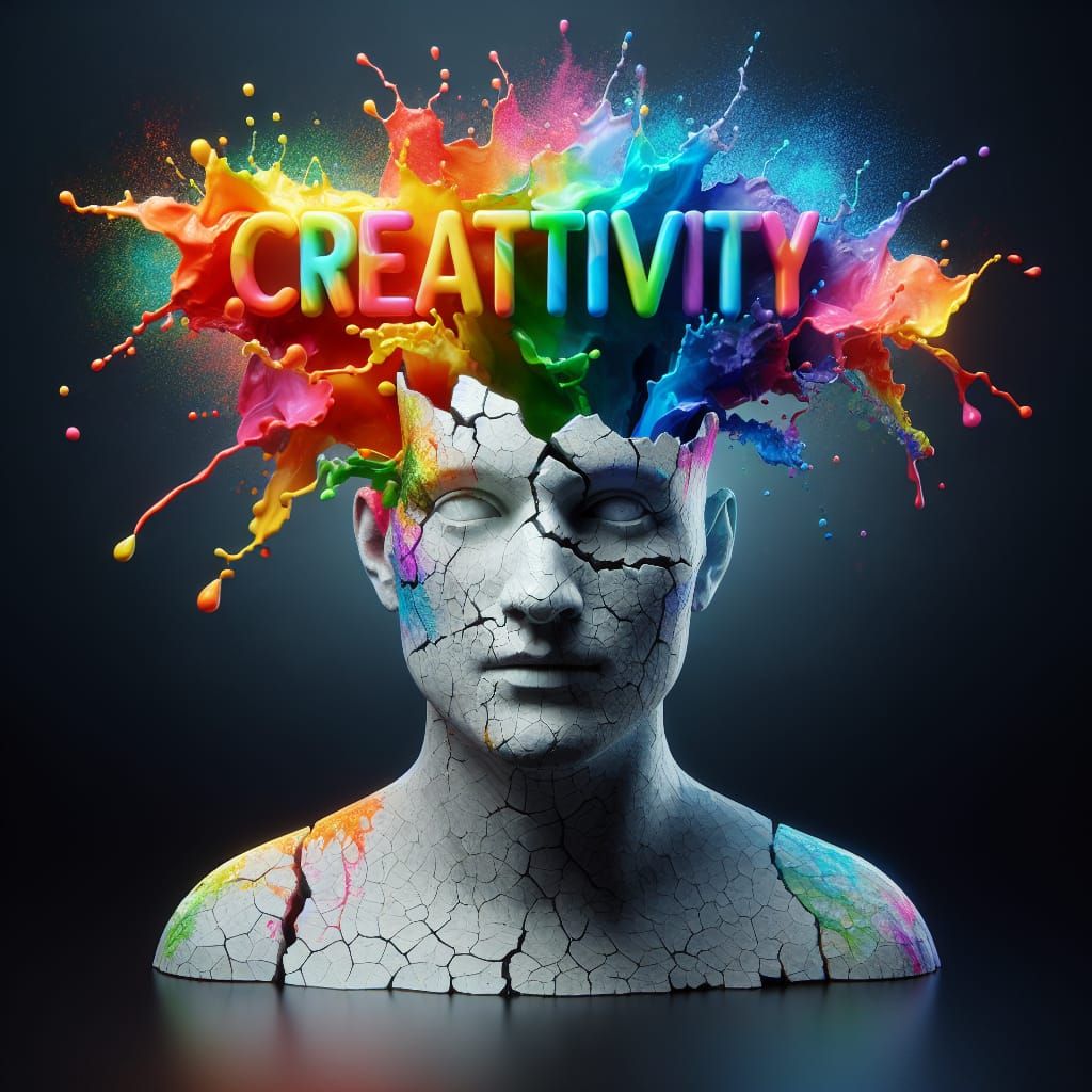 Liquid Rainbow 'Creativity' Explosion from Cracked Head