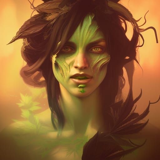 Demonic Marijuana Portrait in Hyperdetailed Style