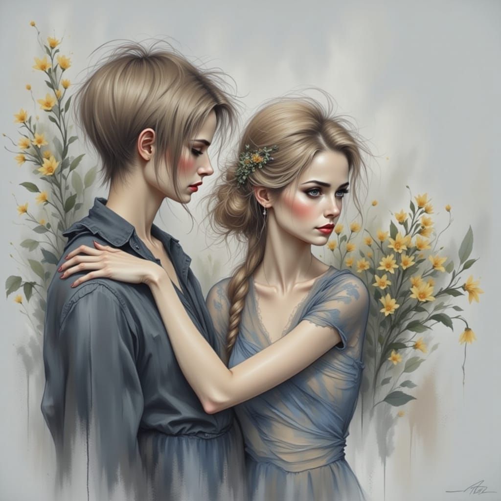 Ink and Blue Caricature Fusion Art