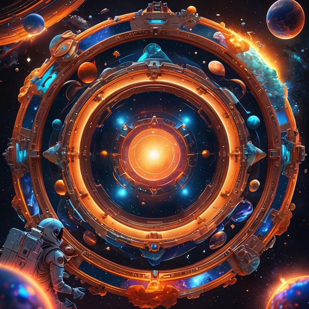 Luminous Astronaut in a Vibrant Galaxy