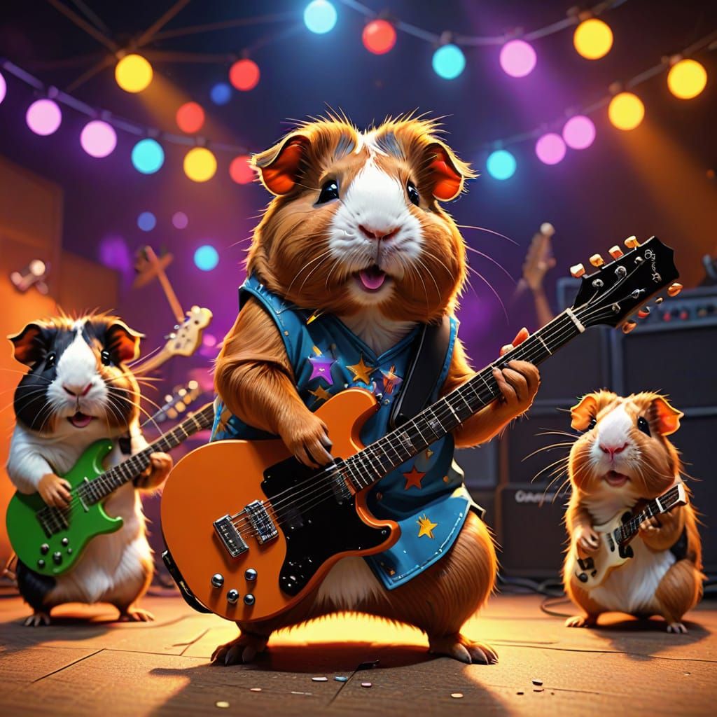 Rockstar Guinea Pigs Concert: Digital Art