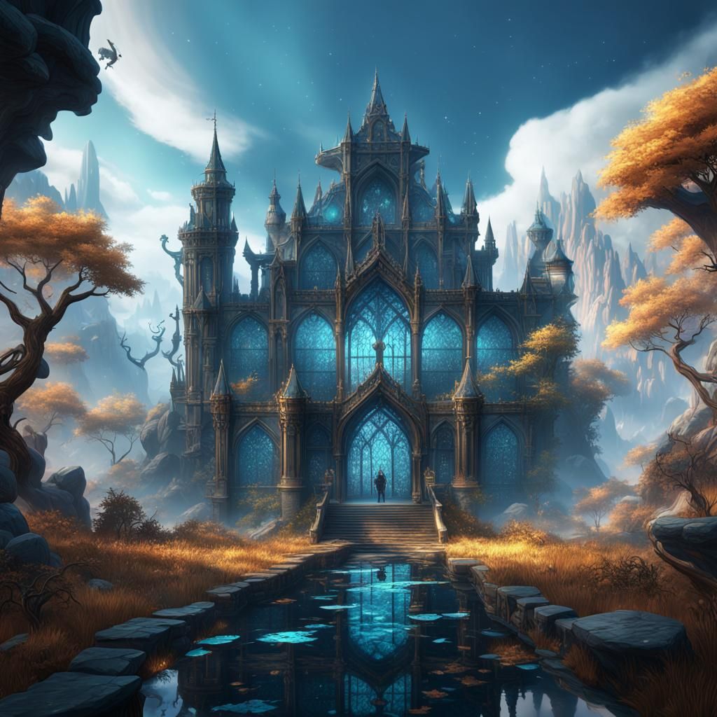 Fantastical Glass Figure in Detailed Matte Painting