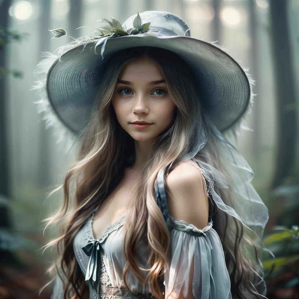 Ethereal Fairy Portrait in Misty Forest