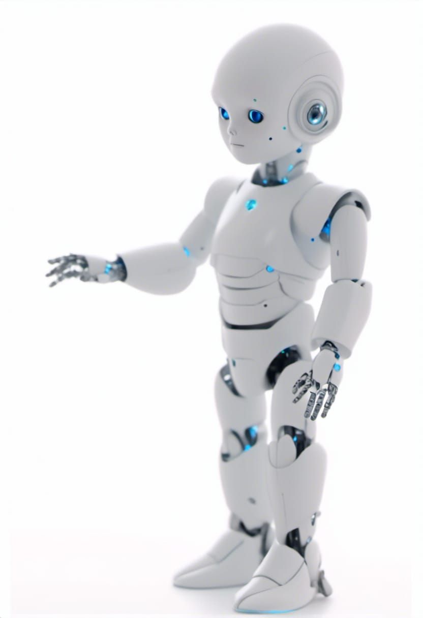 Hyperrealistic Terminator Robot Boy in Tropical Garden