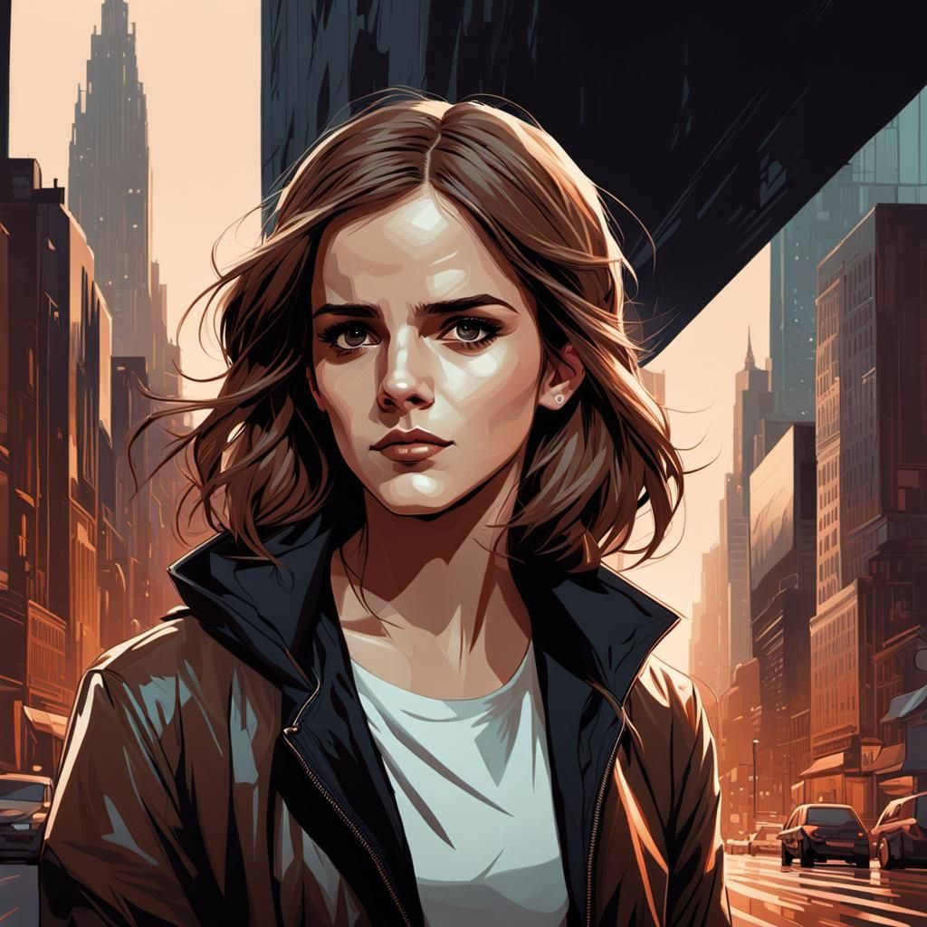 Modern Woman Portrait in Comic Art Style