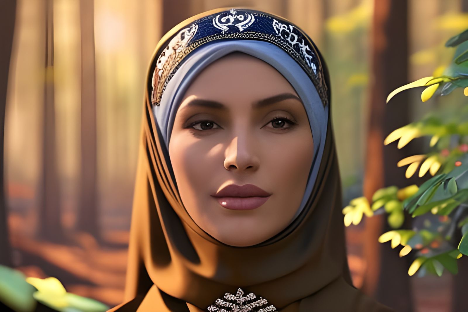 Woman in Hijab Portrait in Mystic Forest