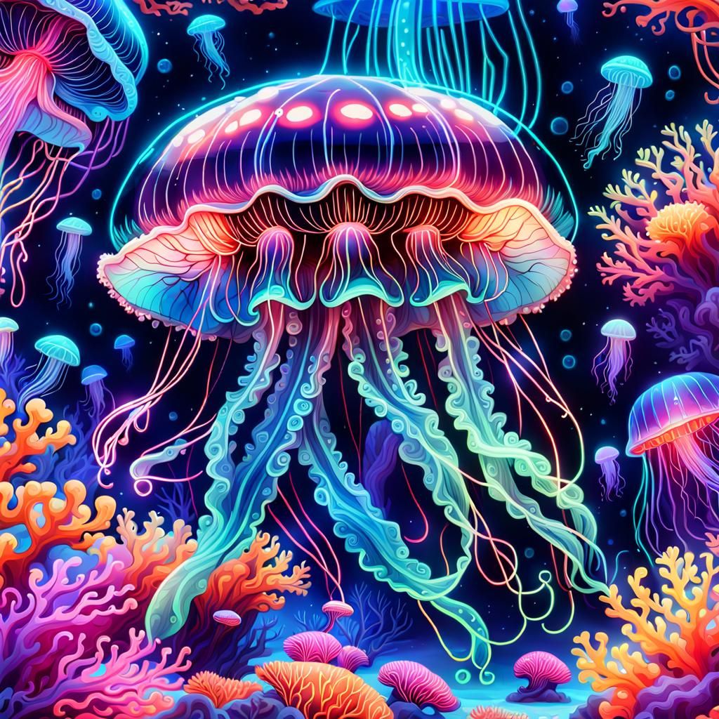 Neon Lights Jellyfish