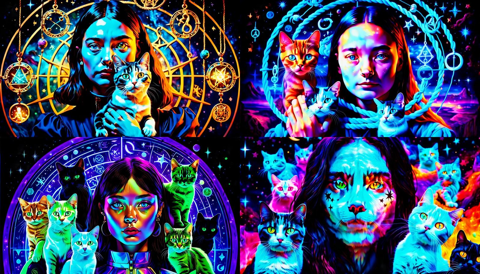 Sci-Fi Cat Lady Portrait with Death Omen