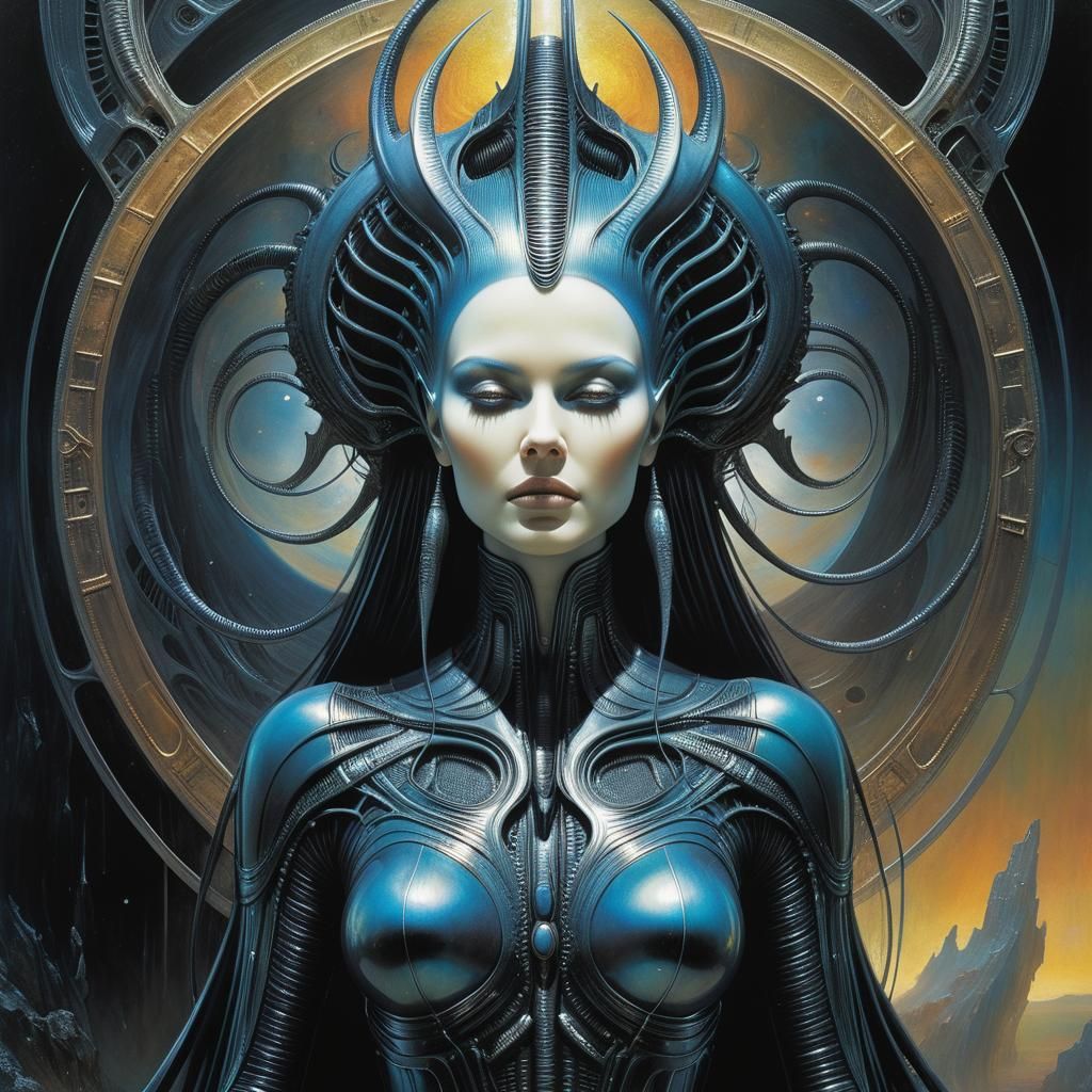 Luminous Queen of Light in Art Nouveau Style