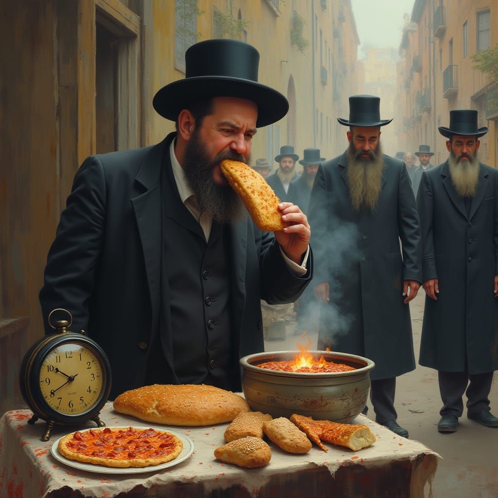 Hasidic Jew Devours Feast in Morning Light, Inspired by Old ...